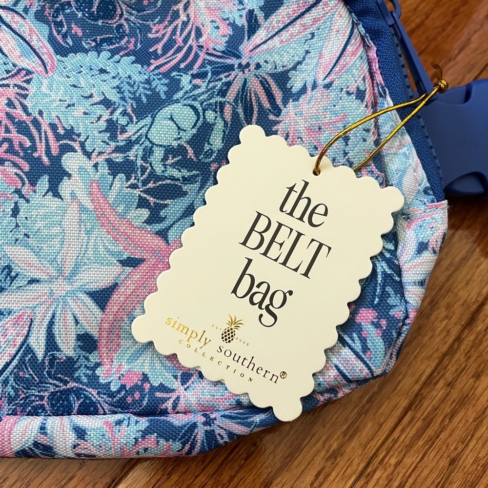 Simply Southern Belt Bag - Starfish Print in blue/pink, NWT - Picture 4 of 10